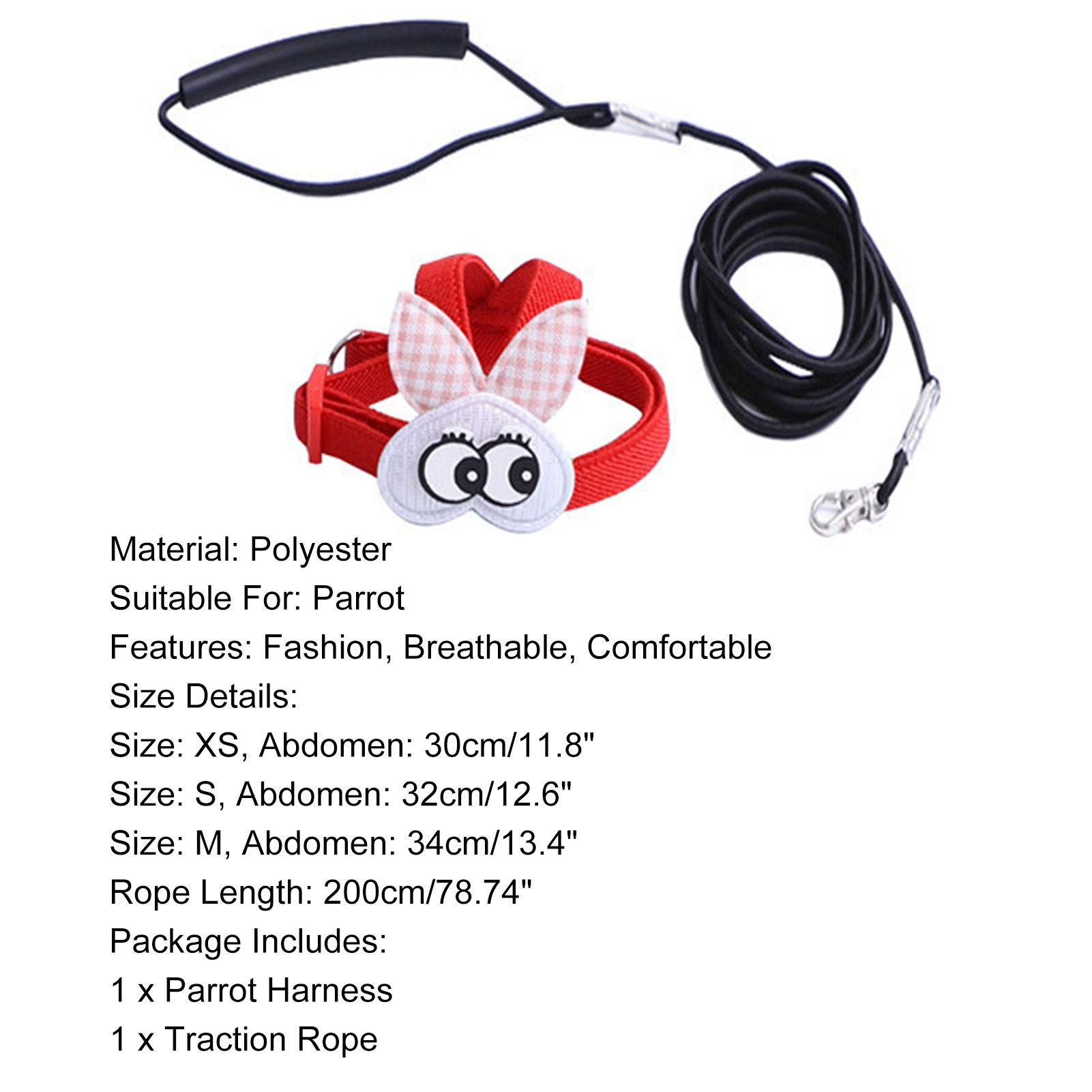 Bird Vest Easily On and Off Parrot Soft Harness Leash Set