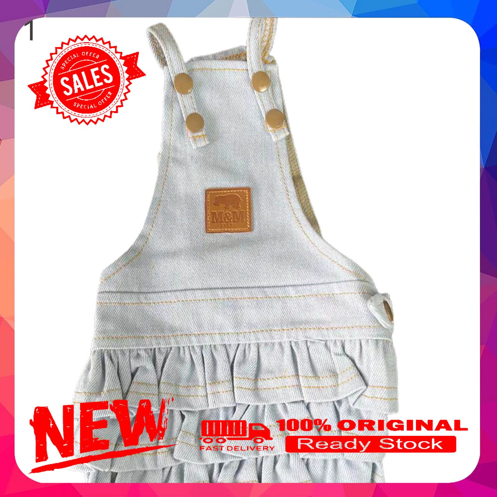 Pet Denim Jumpsuit Solid Color Cosplay Anti-fade Pet Jean Overalls Strap Dress Clothes for Teddy