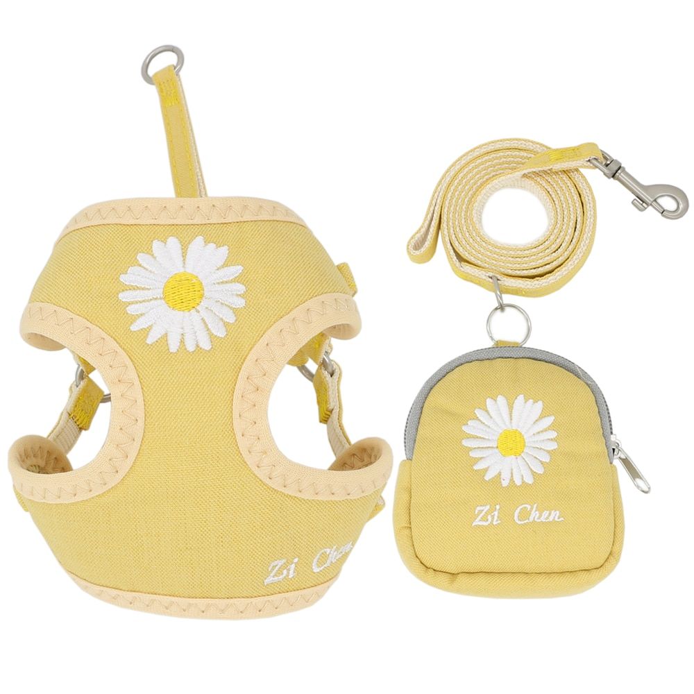 Harness Vest Leash Set Embroidery Breathable Adjustable Snack Bag  Harness Vest For Small Medium s s Vest