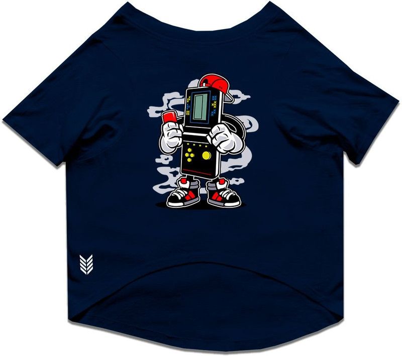 RUSE T-shirt for Dog  (Basic Crew Neck "Brick Gamers" Printed Half Sleeves /Apparel/Clothes/T-shirt Gift for Dogs.Navy/X-Small (New Born Puppy))
