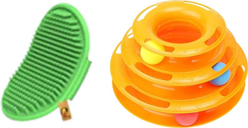 Foodie Puppies Interactive 3 Layer Toy and Super Glove Combo for Cats and Kittens Plastic Rubber Toy, Tough Toy, Training Aid For Cat