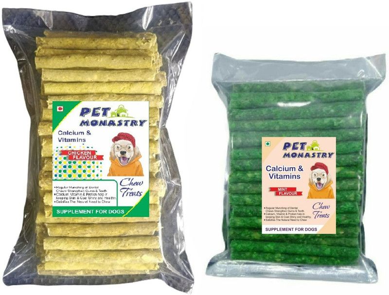 Pet Monastry DOG CHEW STICKS MUNCHY STICKS COMBO OFFER ( 1 KG CHICKEN FLAVOR + 1 KG MINT FLAVOR ) Chicken, Mint Dog Chew  (2 kg, Pack of 2)