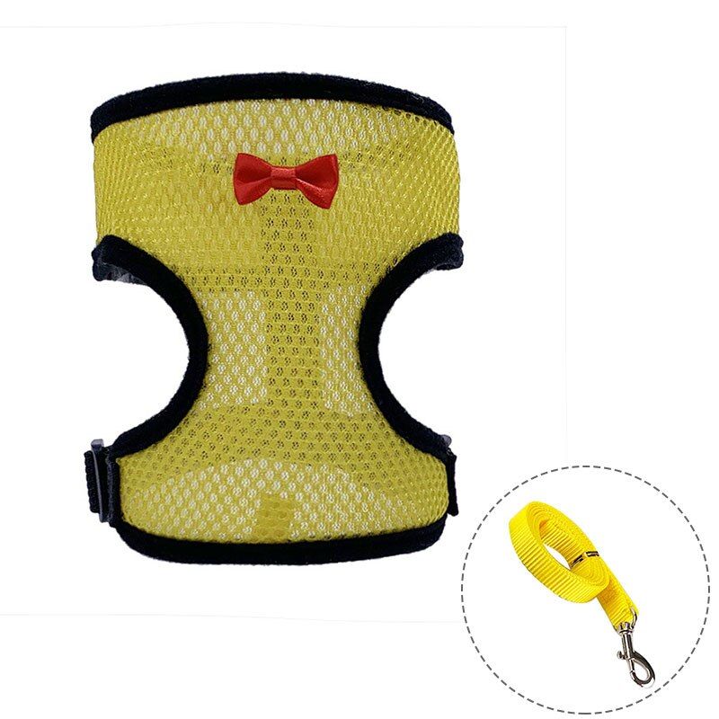 Black-Rim Bowknot Mesh Chest S For  Pet Harness  Leash Breathable Adjustable Cute Chest Ss Pet Outdoor Supplies
