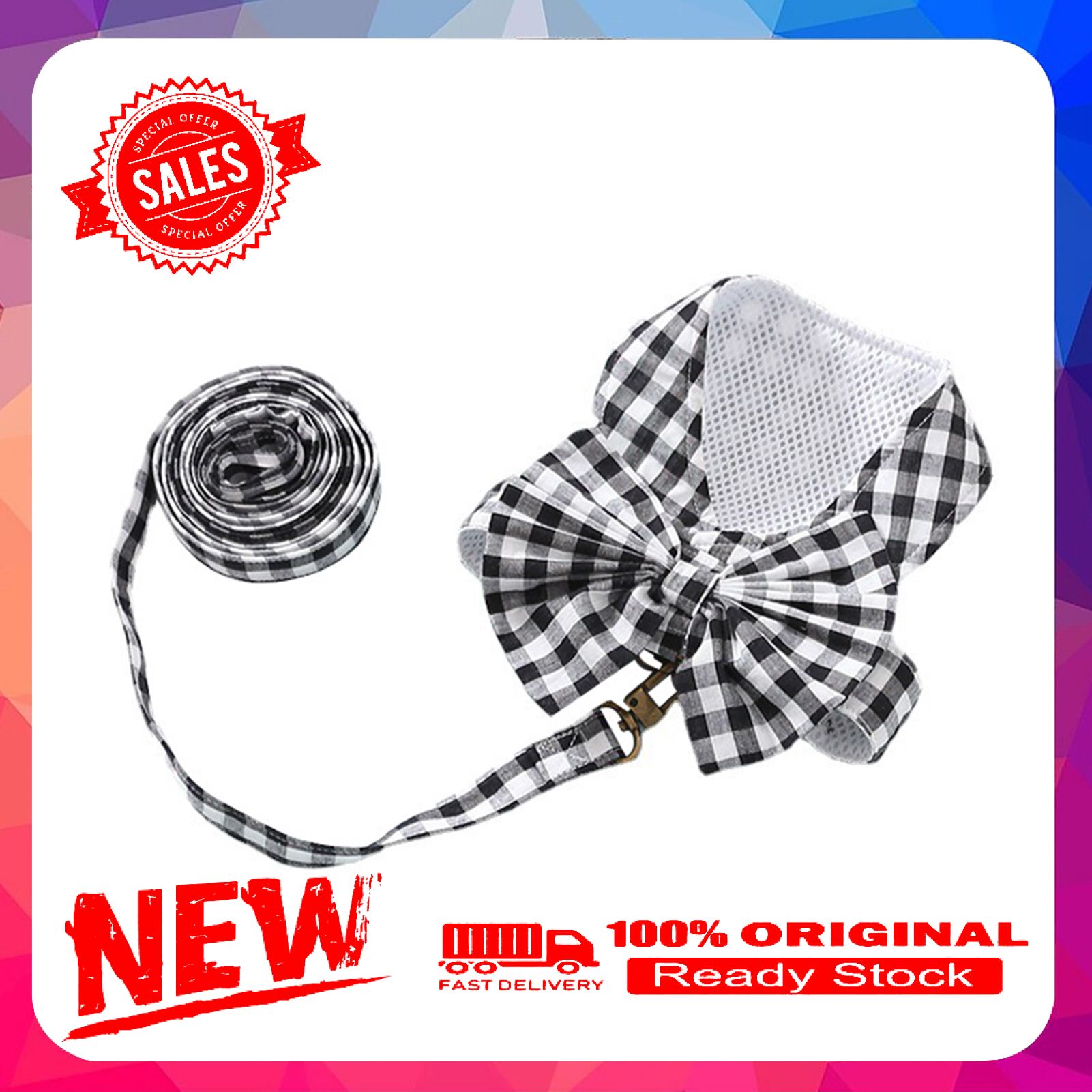 1 Set Pet Vest Leash Grids Pattern Anti-escape Mesh Dogs Chest Strap Traction Leash Kit for Pet Training