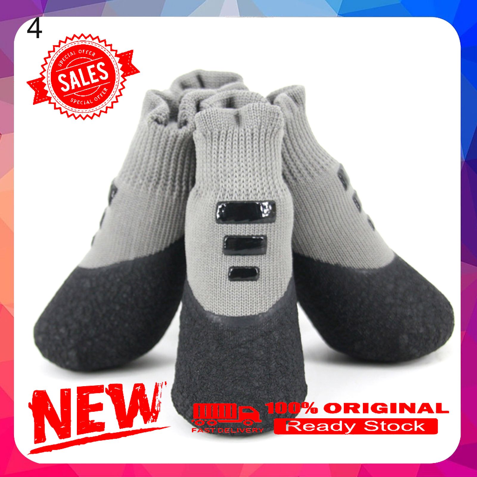 4Pcs Pet Shoes Waterproof Anti-slip Good Elasticity Pet Dogs Sneakers for Large Medium Small Dogs