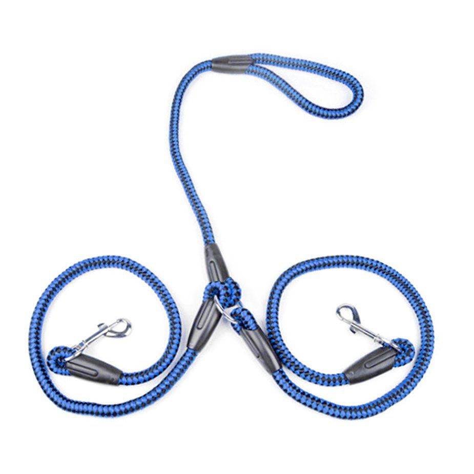 Strong Nylon Ribbon Double Dog Leash One  Braided Tangle Traction Rope