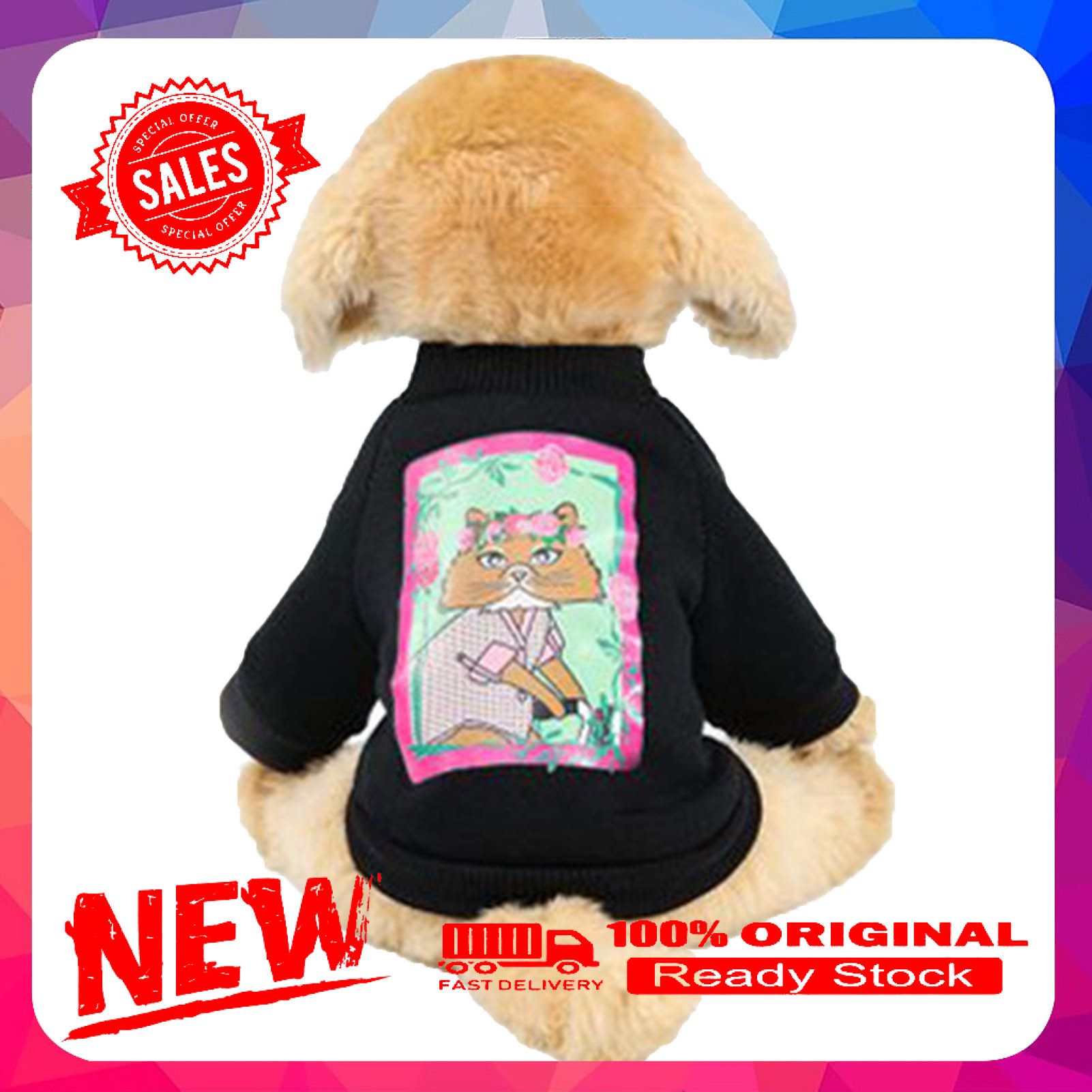 Pet Pullover Cartoon Printing Keep Warmth Breathable Cute Pet Dogs Sweatshirt Costume for Autumn