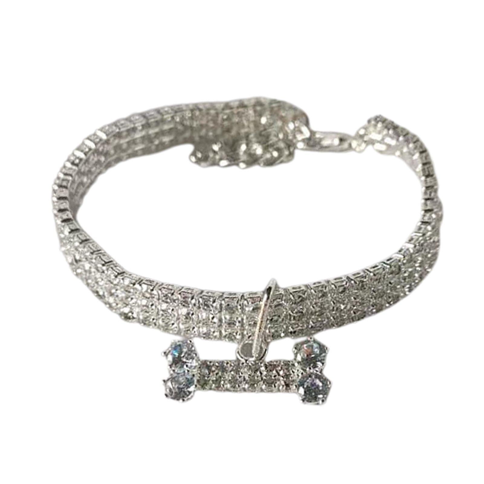 Dog Necklace Firm Buckle Puppy Kitten Rhinestone Collar Necklace