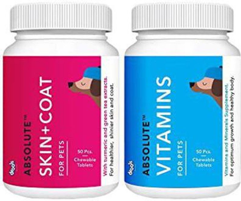 Drools Drools vitamin 50 pcs + skin coat 50 tablet combo supplement Milk 0.4 kg (2x0.2 kg) Dry Adult, New Born, Senior, Young Dog Food