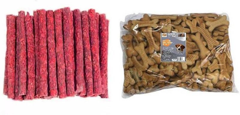 SAWAY Saway Dog Calcium Treats Dog Dry Big Biscuits 1.5kg,Rawhide Mutton Munchy Stick (Red) 1.5kg (Pack of 3kg) Mutton, Vegetable 3 kg Dry Adult, New Born, Senior, Young Dog Food