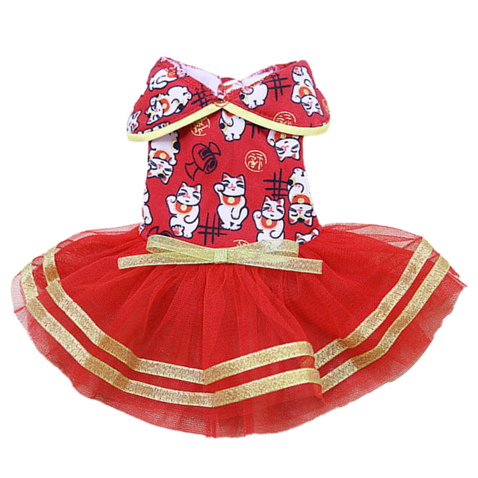 Pet Costume Turn-down Collar Dogs Cats Tulle Princess Dress