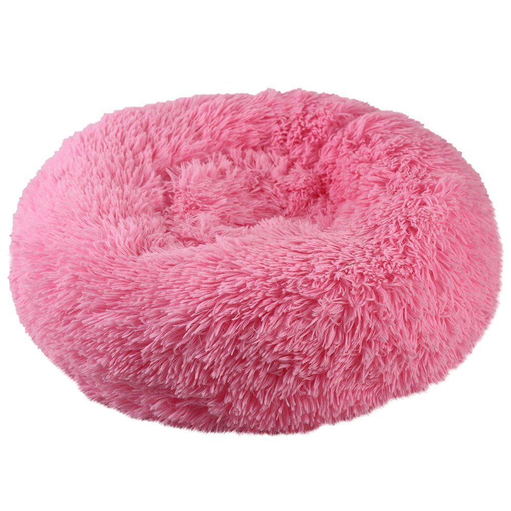 TE Warm Fleece Dog Bed Fluffy Winter Warm Round Pet Donut Cuddler Lounger Cushion