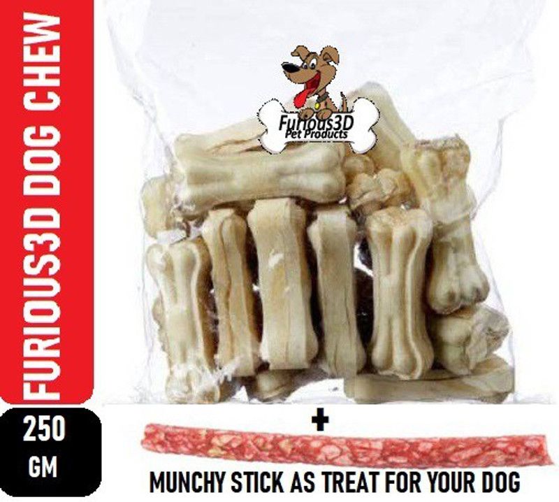 Furious3D 100% Digestible Chewable Calcium Bones for Dogs 250g Pack Milk, Chicken Dog Chew  (250 g, Pack of 1)