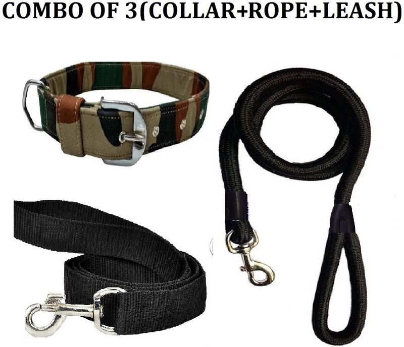 Hachiko Dog Harness & Leash  (Medium, Black,Army)