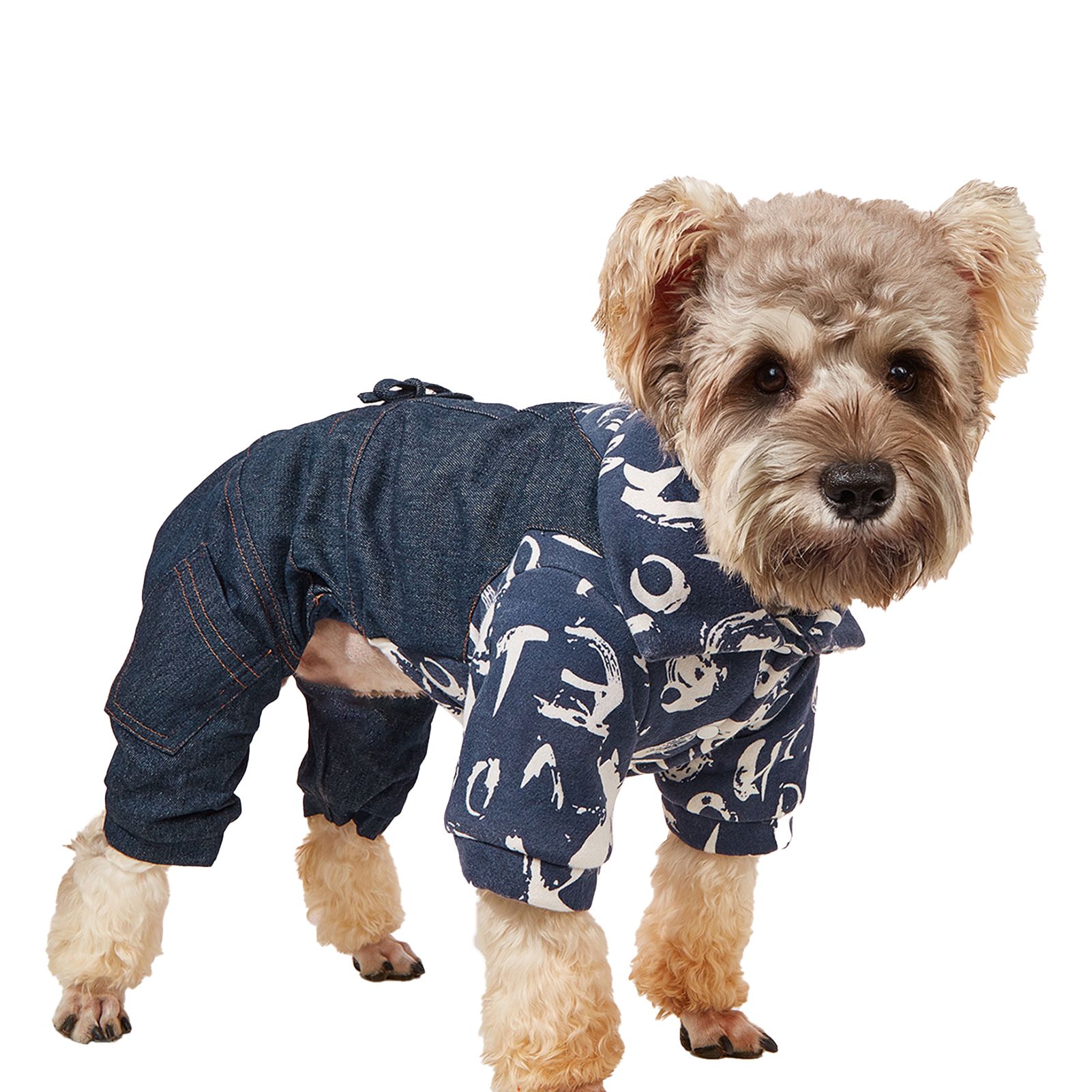 Pet Jumpsuit Stylish Letter Pattern 4-Legged Pet Rompers Winter Clothes
