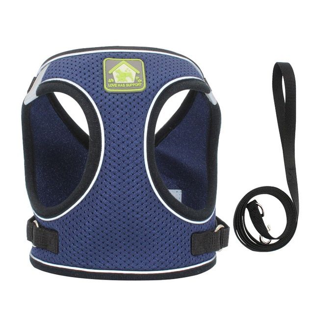 Nylon Mesh Puppy  Harnesses Vest Reflective  Harness and Leash Set for   Pug Small Medium ng Lead Leash