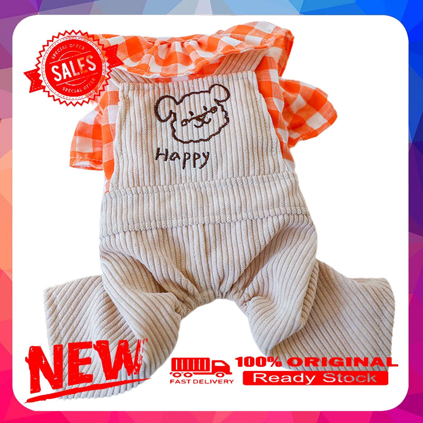 Dog Jumpsuit Ruffled Neck Comfortable Casual Cat Dog Winter Overalls for Autumn