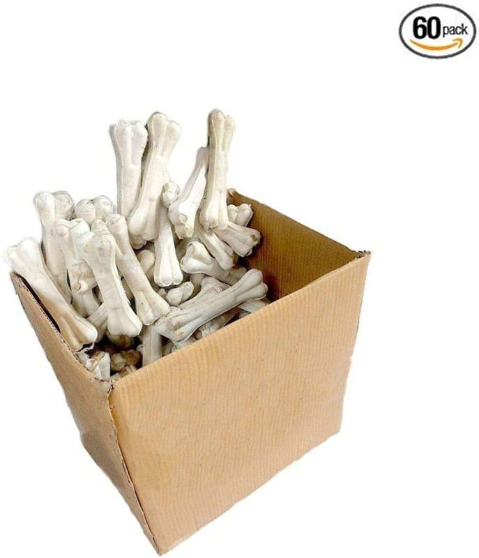 Petlicious & More Rawhide Bones for Dogs 5 Inch Pressed Bones for Dogs Calcium Bone Dog Bones Chew Bones for Puppy Calcium Treat for Dogs Puppy Treat (Pack of 60) Dog Treat  (3 kg, Pack of 60)