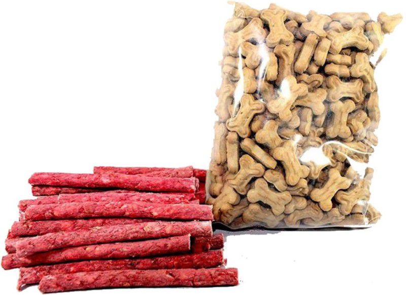 Delicacy Pet Food & Supplies Combo Puppy Biscuit 250G And Munchy Stick Mutton 250G Chicken, Mutton Dog Chew  (2 kg, Pack of 2)