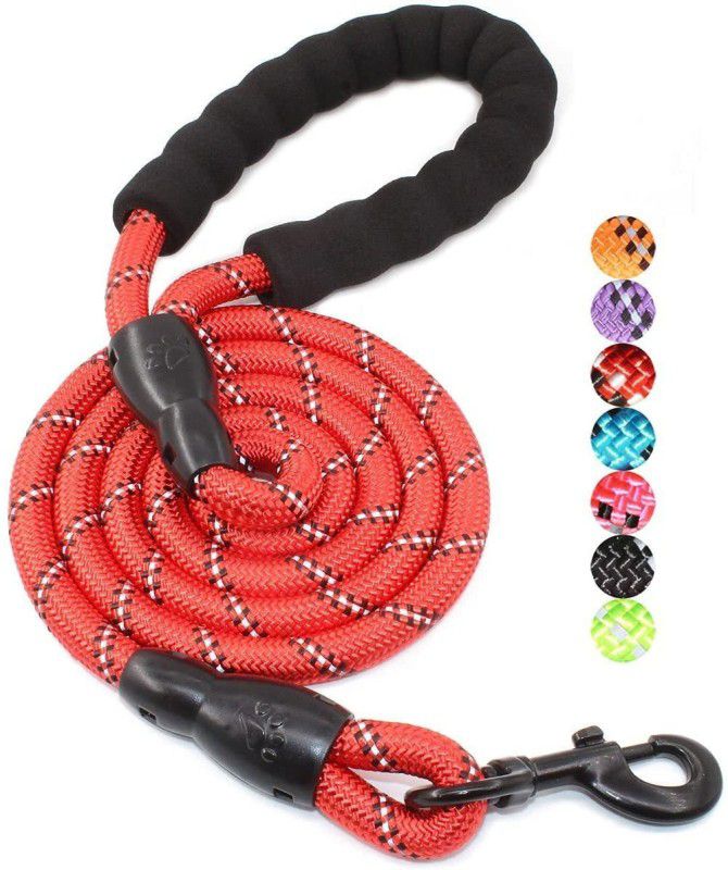 PetMe Nylon Strong | Padded Handle | Reflective 150 cm Dog Cord Leash  (Red)