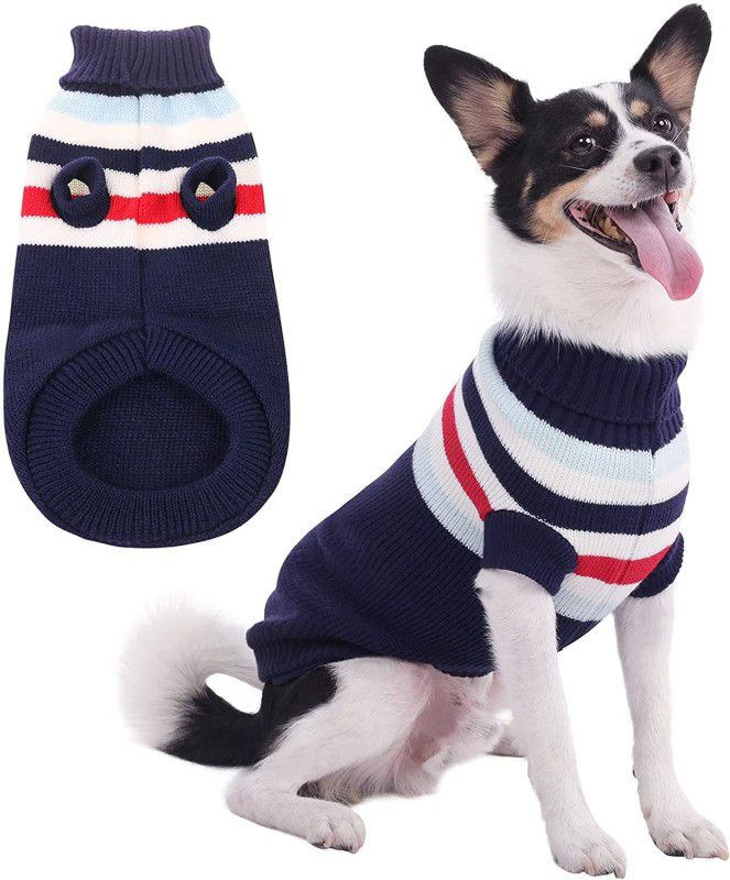 BUSHIKO Sweater for Dog, Cat  (Blue)