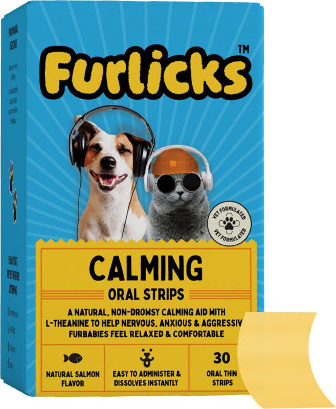 Furlicks Calming Aid for Dogs & Cats for Balanced Behaviour, Anxiety Relief Oral Strips Pet Health Supplements  (30 Pieces)