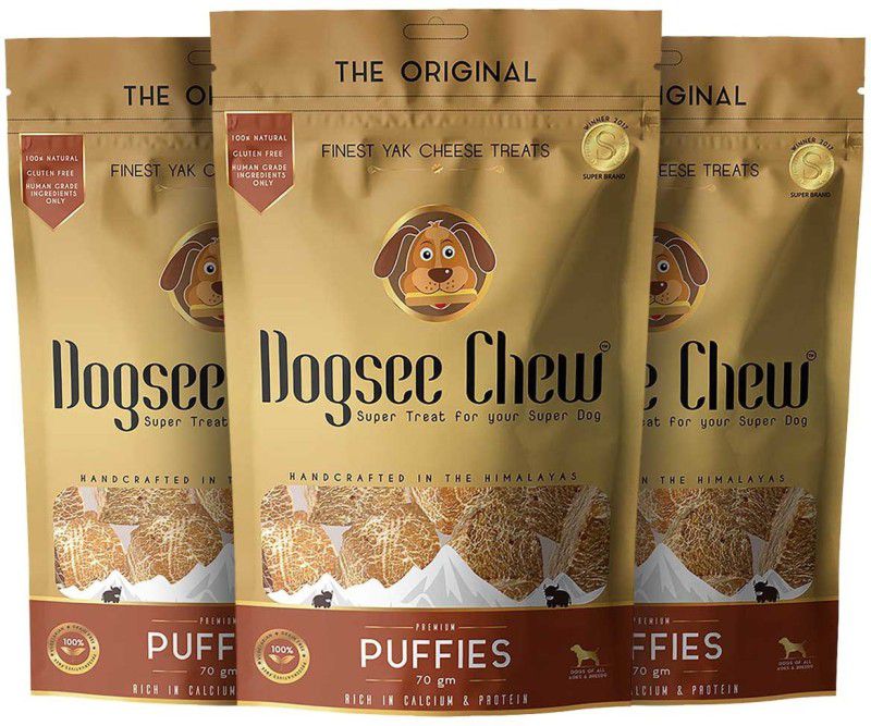 Dogsee Chew Puffies|100% Natural|Vegetarian Puffs for Dogs- 210 gm(70*3) Dog Treat  (210 g, Pack of 3)