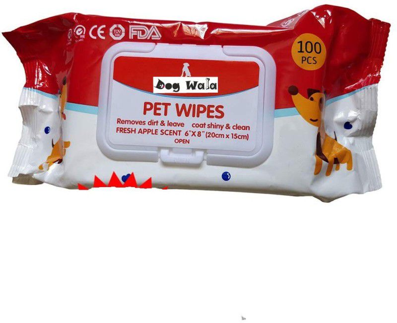 DOG WALA Wet Wipes for Dogs, Puppies & Pets - Apple Fresh (Pack of 100 Wipes) Pet Ear Eye Wipes  (Pack of 100)