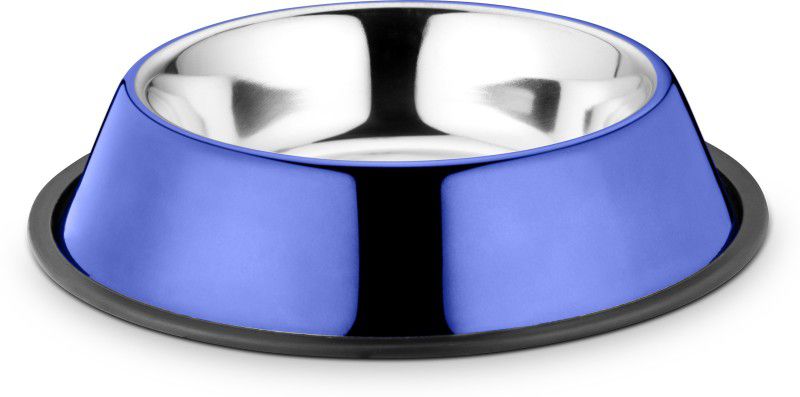 HM Steels HMSTEELS Dog bowl Round Stainless Steel Pet Bowl  (2000 ml Blue)