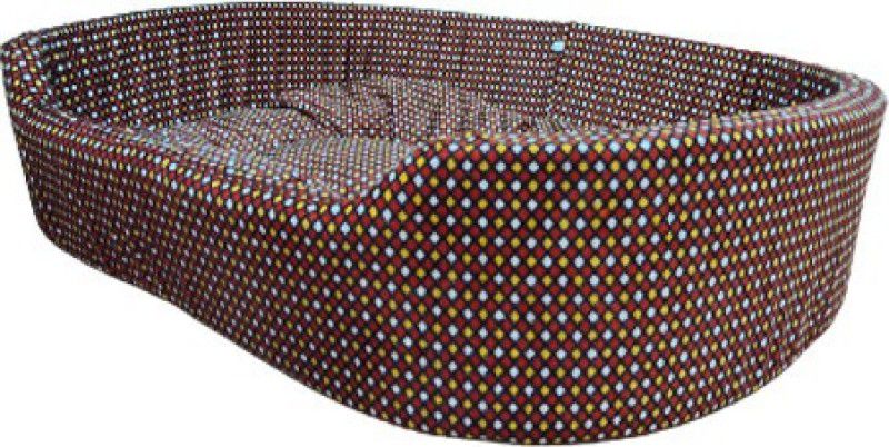Flipkart Perfect Homes Studio Oval Dog | Cat bed Foam Soft velvet Polyster fiber XL Pet Bed  (Brown, Red, Yellow, White)