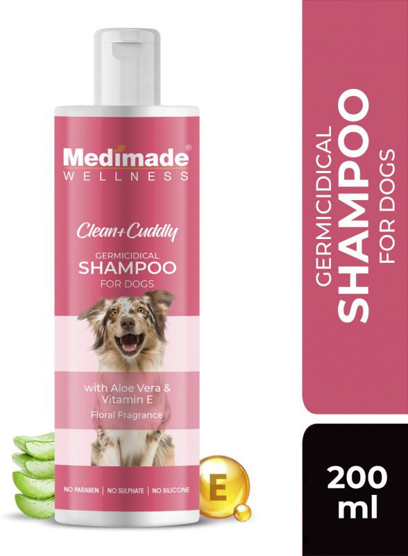 Medimade Dogs Shampoo Aloe Vera & Vitamin E Anti-parasitic, Anti-microbial, Anti-itching, Anti-fungal, Anti-dandruff Aloe Vera and Vitamin E Dog Shampoo  (200 ml)