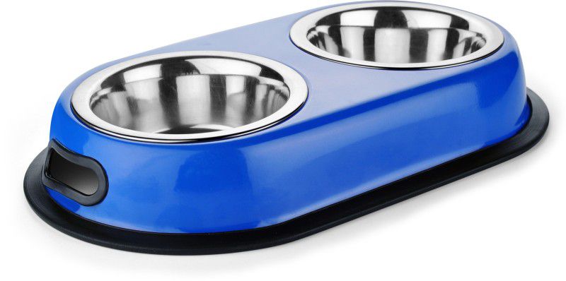 HM Steels HMSTEELS MS box DD ped bowl Round Stainless Steel Pet Bowl  (400 ml Blue)