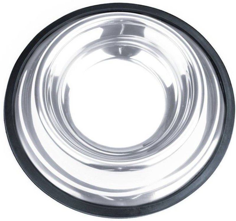 UDAK Good Quality 500ml Capacity Silver Colour Dog Feeding Bowl Round Stainless Steel Pet Bowl  (500 Silver)