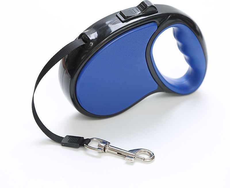 KUTKUT Retractable Dog Leash, 360° Tangle-Free Pet Leash, Anti-Slip Handle One-Handed Brake/Pause/Lock 5 Meter Nylon 500 cm Dog Strap Leash  (Blue)