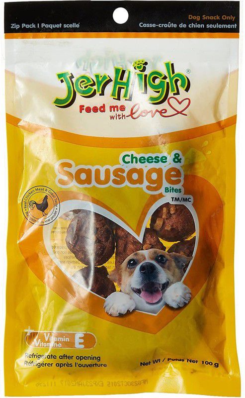 jerhigh Cheese & Sausage Bite 100g with (Vitamin E) Pack of 2 Cheese, Chicken Dog Treat  (200 g, Pack of 2)