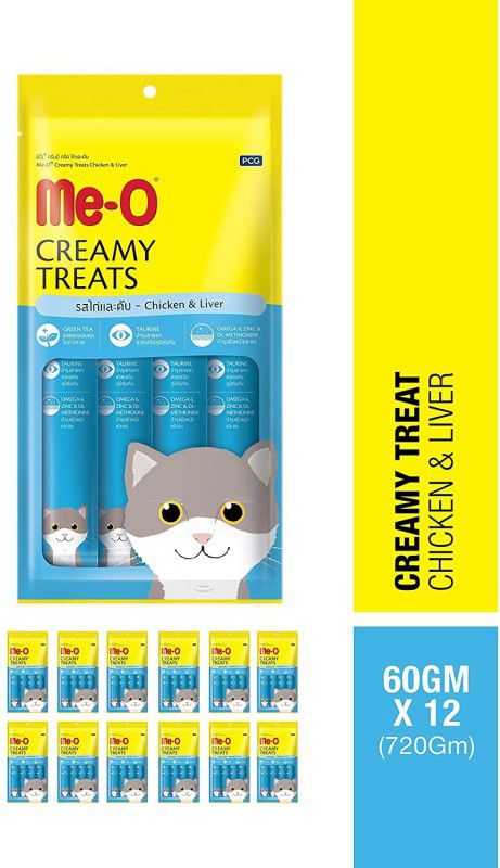Me-O Creamy Chicken, Liver Cat Treat  (720 g, Pack of 12)