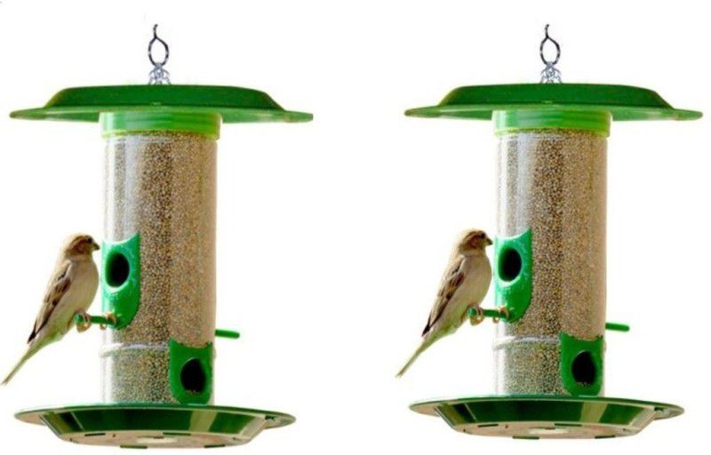 AMIJIVDAYA Medium bird feeder with hut (pack of 2) Window Bird Feeder Bird Feeder  (Green)
