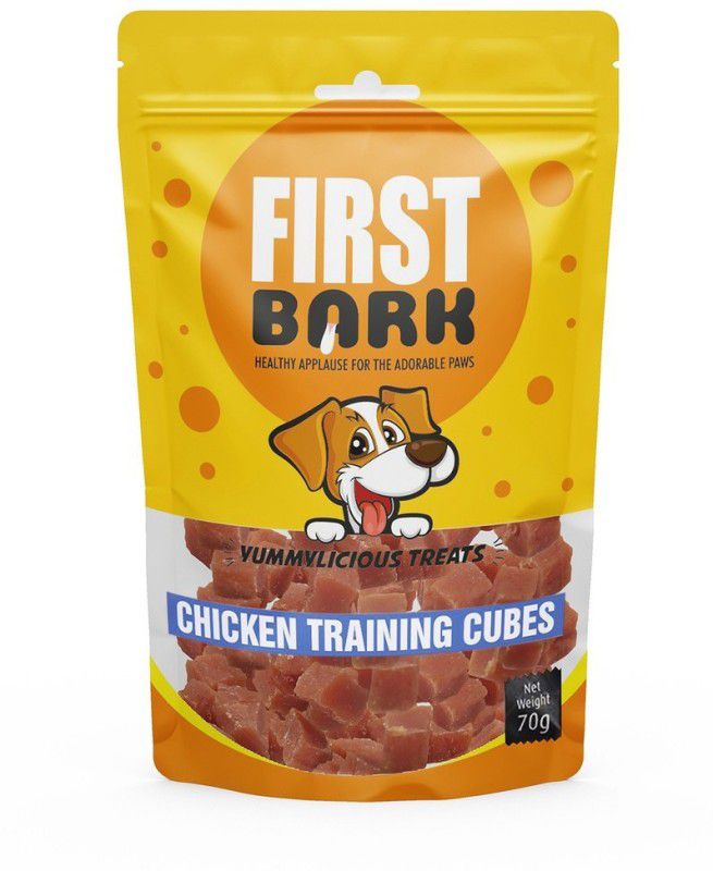 first bark Dogsncats First Bark Yummylicious Treats Chicken Training Cubes Dog Treats 70g (Pack of 3) Chicken Dog Treat  (0.21 kg, Pack of 3)