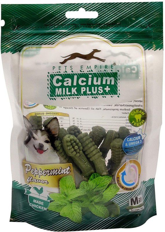 PETS EMPIRE Calcium Milk Plus Dog Dental Bone Treats, Dental Chews for Dogs (Peppermint, Medium-7 cm ( 180 GMS ) 20 Pcs) Mint Dog Treat  (180 g)