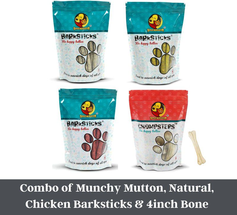 Foodie Puppies Combo Munchy Mutton, Natural, Chicken Barksticks & 4inch Pressed Chew Bones Treats for Dogs & Puppies Chicken Dog Treat  (500 g)