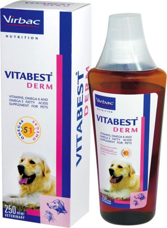 Virbac Vitabest Derm Skin Supplement for dogs and cats 250 ml Pet Health Supplements  (250 ml)