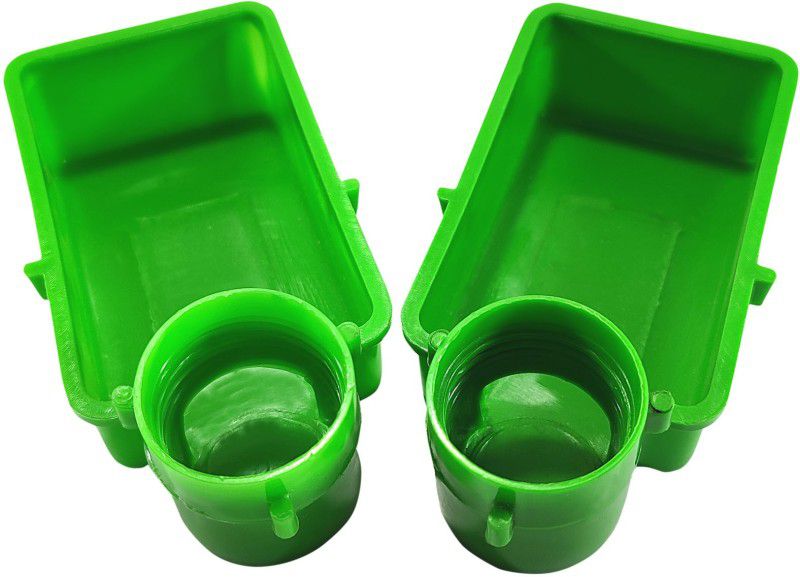 Skystar Durable Plastic Bird Cage Food Feeder Drinker Cup for Any Bottle Use (Pack of 2) Plastic Pet Bowl & Bottle  (1 L Green)