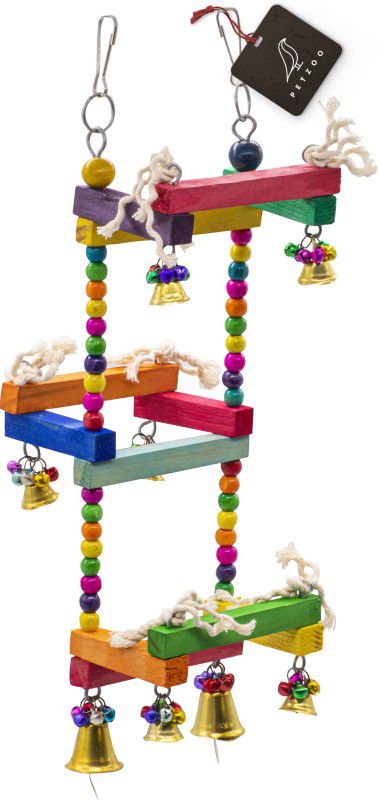 PETZOO Interactive Bird Ladder Foldable Balcony Stylish Colorful Toy For Pets, Budgies Toy, Parrot, Cage Accessories, Resting Toy & Wooden Training Aid For Bird & Parrots Wooden Chew Toy, Training Aid, Perch For Bird