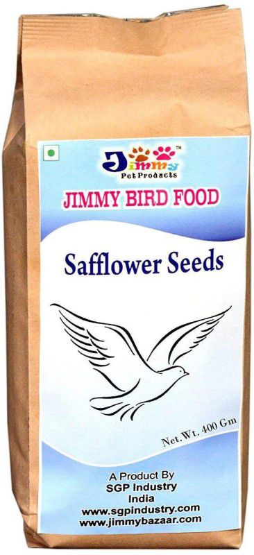 Jimmy Safflower Seeds - 400 GM Pack - Bird Food 0.3 kg Dry Adult Bird Food