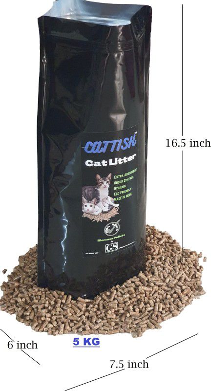 cattish Cat Litter 100% Natural Wood Pellets 5 KG Zipper Bag Pet Litter Tray Refill
