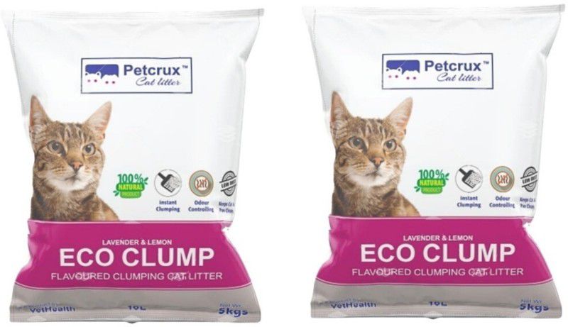 Petcrux Eco Clump Bentonite Cat Litter 10 L Equivalent to 5 Kg (Pack of 2 - Total 10 KG) Pet Litter Tray Refill
