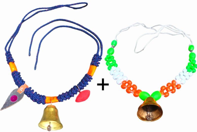 MsKESHAV COMBO PACK OF 2 COW MALA FROM STRONG ROPE FOR COW AND BUFFALO Bell Cow Collar Charm  (Black, Green, White, Orange, Round)