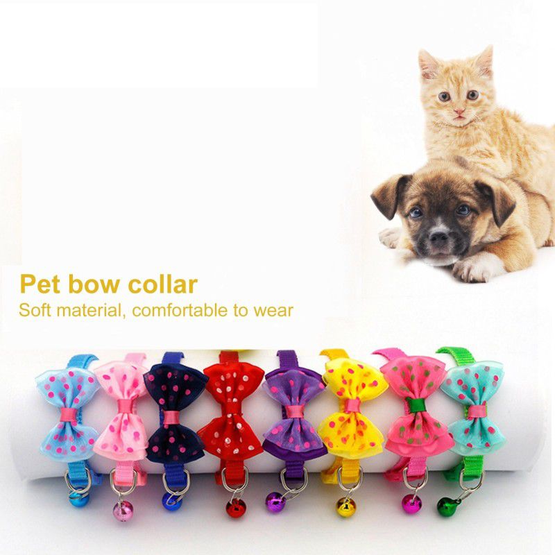 THE DDS STORE 2.Pcs Adjustable Nylon Bow-tie Collars with Bell Cat Collar Kitten Collar Embellished Cat Collar Charm  (Multicolor, Butterfly)