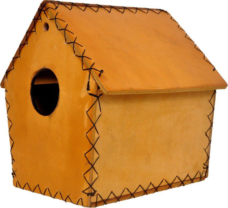 Sparrow Daughter Beautiful Design Honey Yellow Genuine Leather Bird House  (Wall Mounting, Tree Mounting, Hanging)