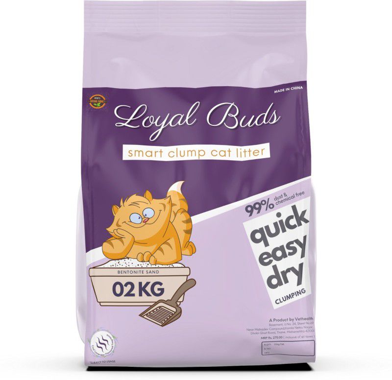 Loyal Buds ® Exclusive Smart Clump Bentonite Sand Lavender Fragrance (Travel Pack - 2kg) Pet Litter Tray Refill